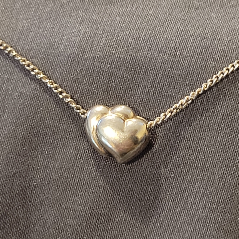 Sterling silver double heart necklace